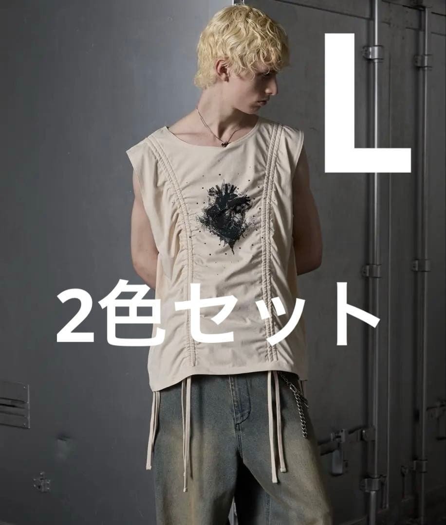 grancy ラインストーンノースリーブT 2枚組 Lサイズ GRANCY（グランシー）の「【GRANCY】Shirring Design Rhinestone